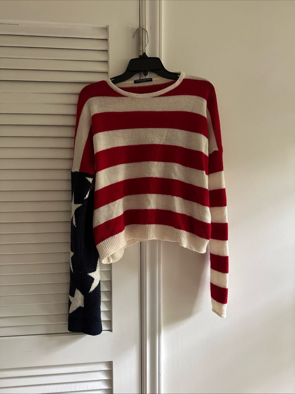 Vtg Brandy Melville American Flag Sweater Patriotic Women's One Size